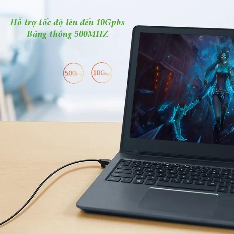 Ugreen UG70654NW122TK 5M cat6a 10Gbps 500MHz OD2.8mm Utp cáp mạng siêu mỏng thuần đồng màu đen - HÀNG CHÍNH HÃNG