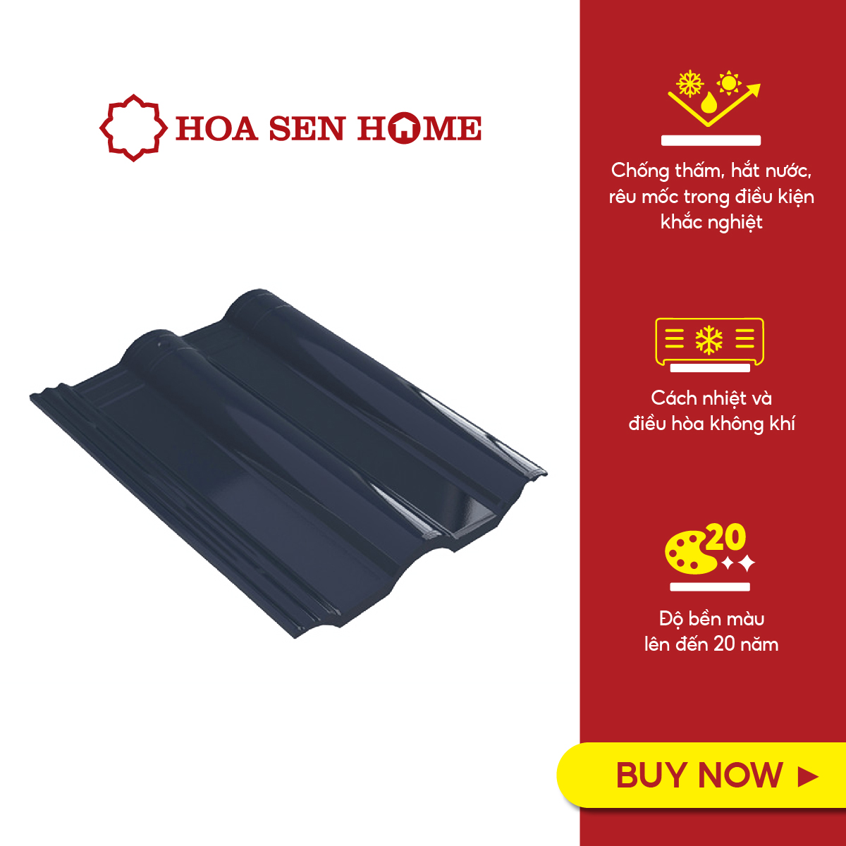 Ngói tráng men cao cấp Casa Pro, men bóng cao cấp, chống thấm, chống rêu mốc - Hàng chính hãng