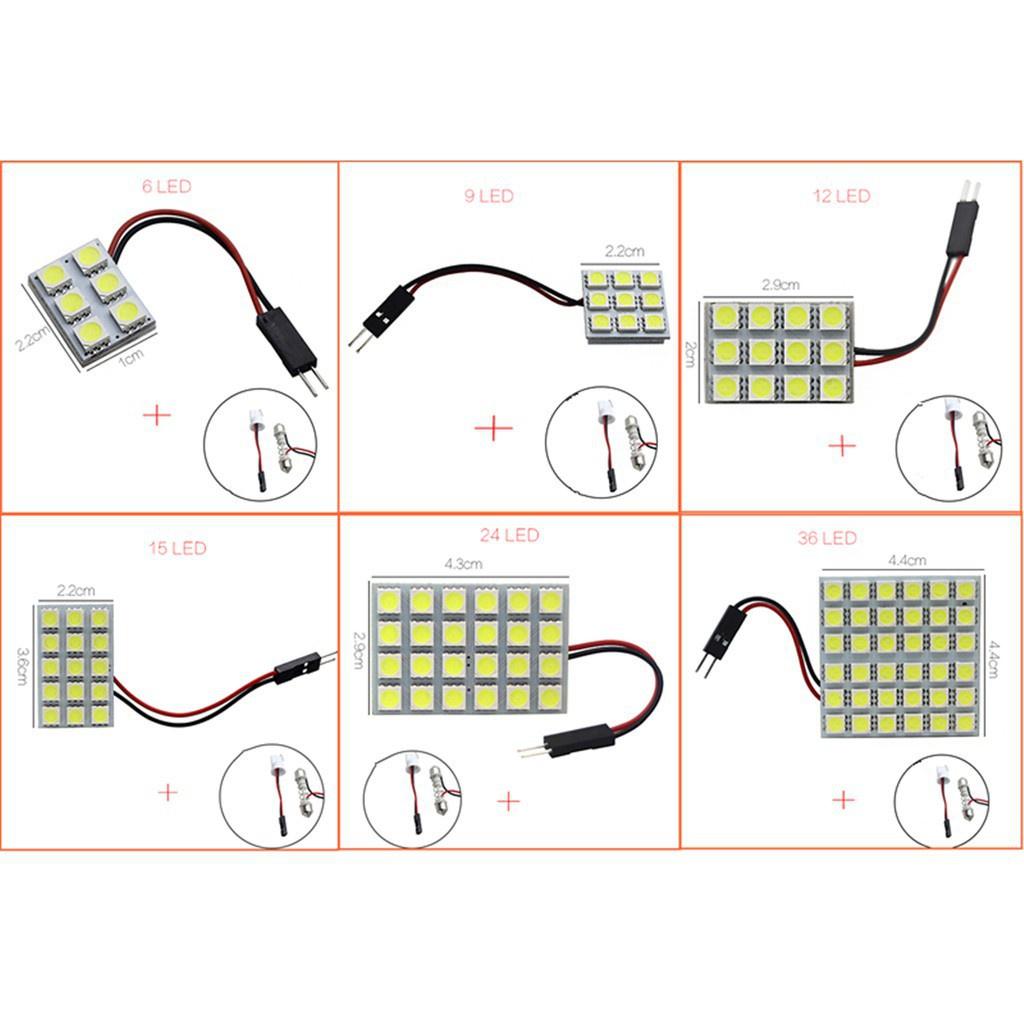 1 Bóng Đèn LED T10 5050 6 9 12 15 24 36 48 LED SMD Gắn Trần Xe Hơi