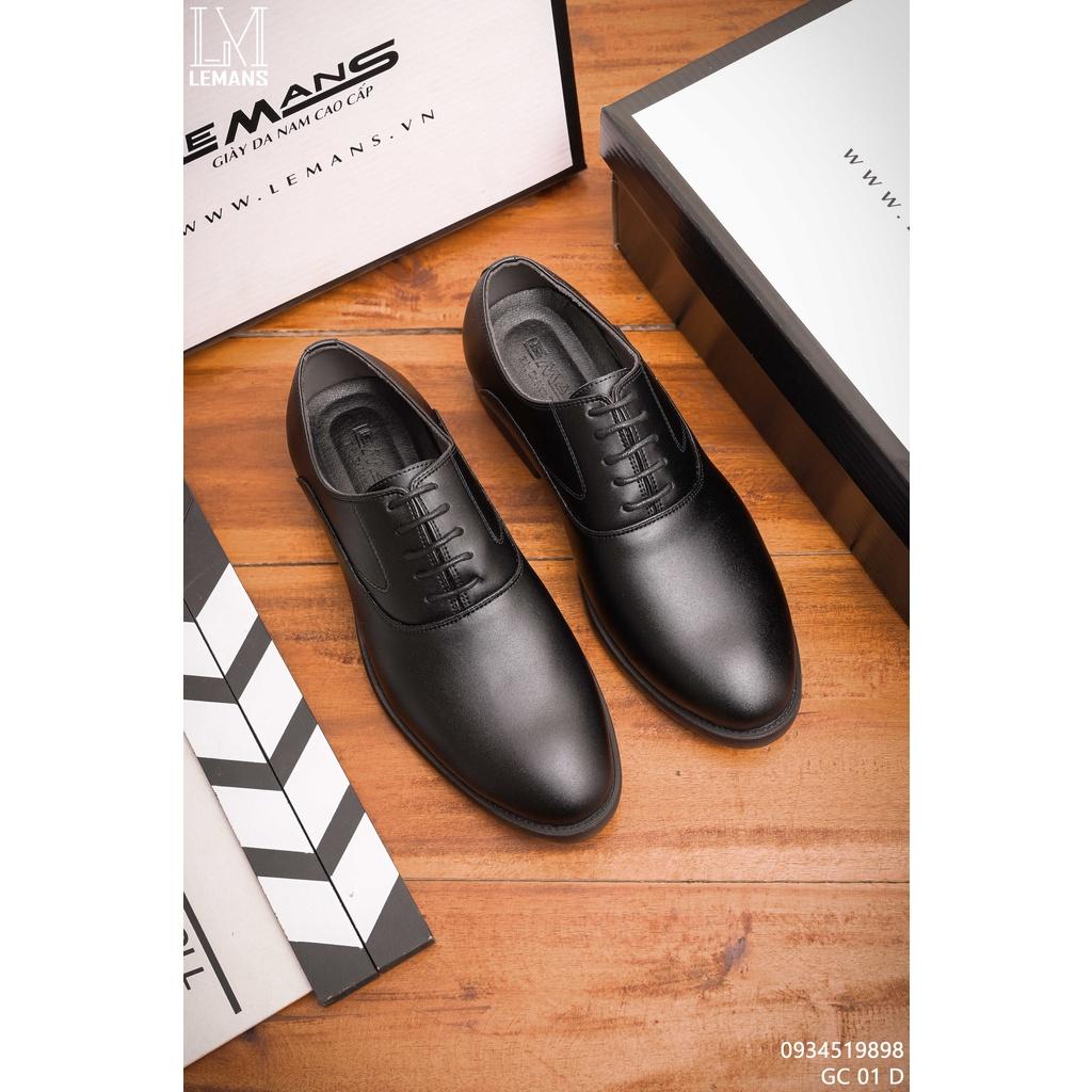 Giày da công sở Oxfords Wholecut Black LEMANS OX02 da bò nguyên Tấm bảo hành 12 tháng