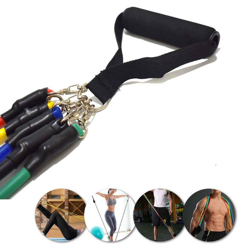 12 Pieces Resistance Bands Set with Handles Ankle Straps Workout Exercise Loop