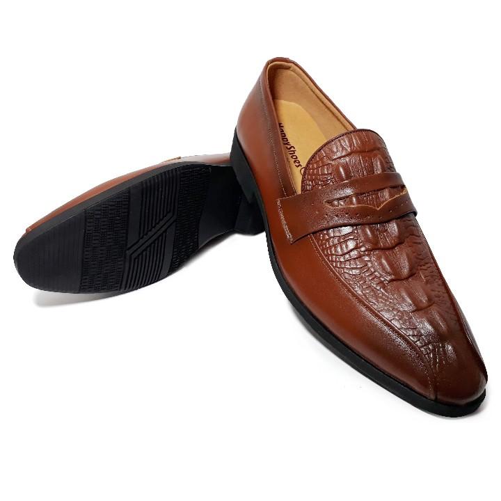 Giày tây nam da bò thật HS47, kiểu giày công sở giày da bò dập vân cá sấu chuẩn giay da Việt xuất xịn