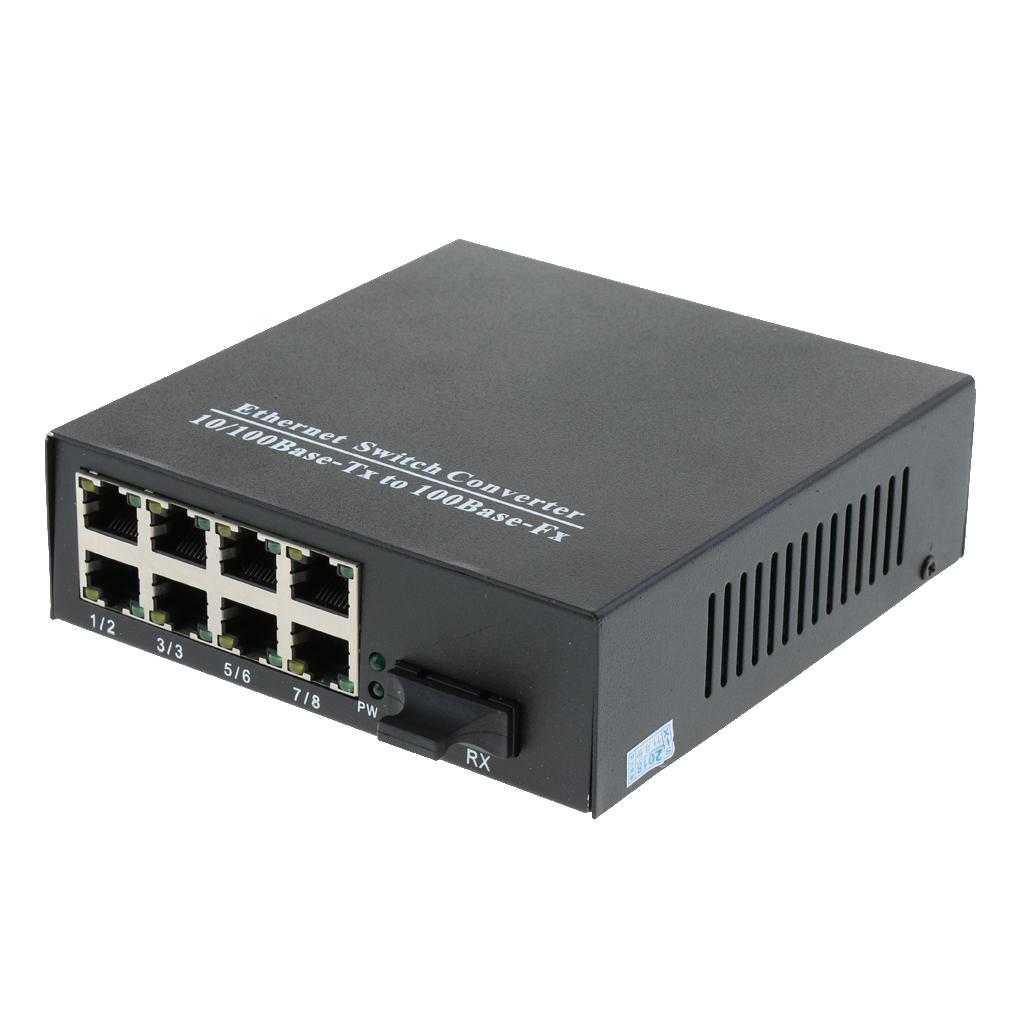 10 / 100Mbps Fiber Optic Ethernet Media Converter Adapter with 8 Port