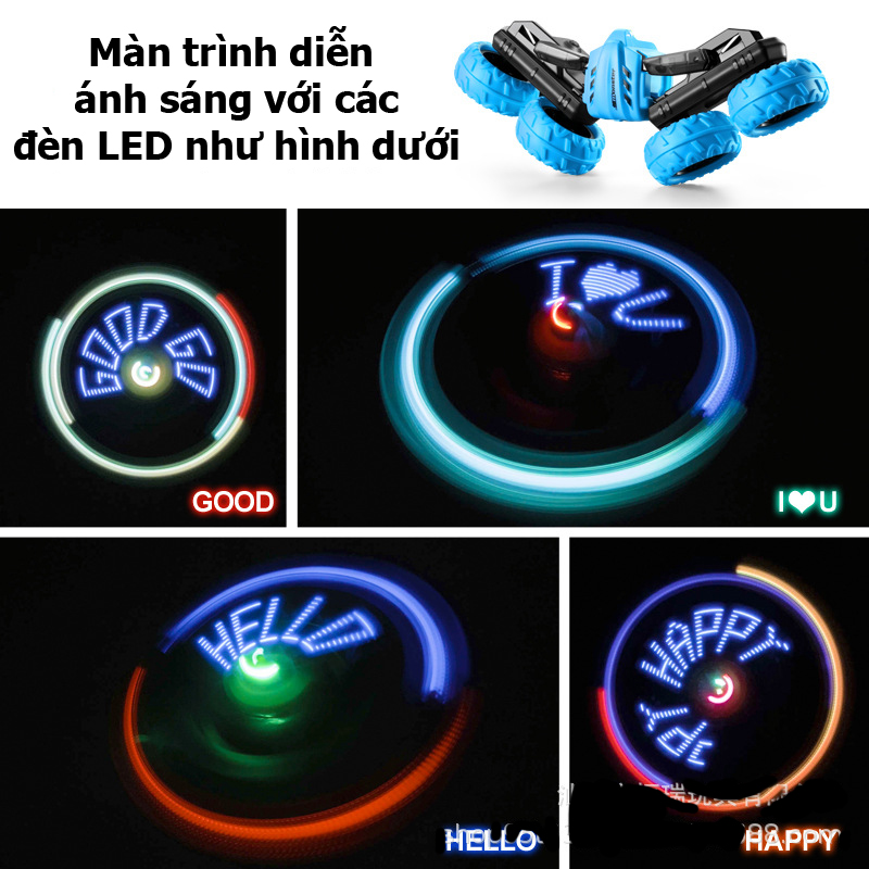 Xe ô tô điều khiển từ xa KAVY BS009A có tạo hình chữ đèn LED tốc độ cực kì cao, trình diễn tự động 5 chế độ