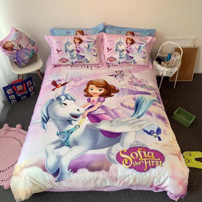 Bộ chăn ga gối Cotton lụa Disney 4 món