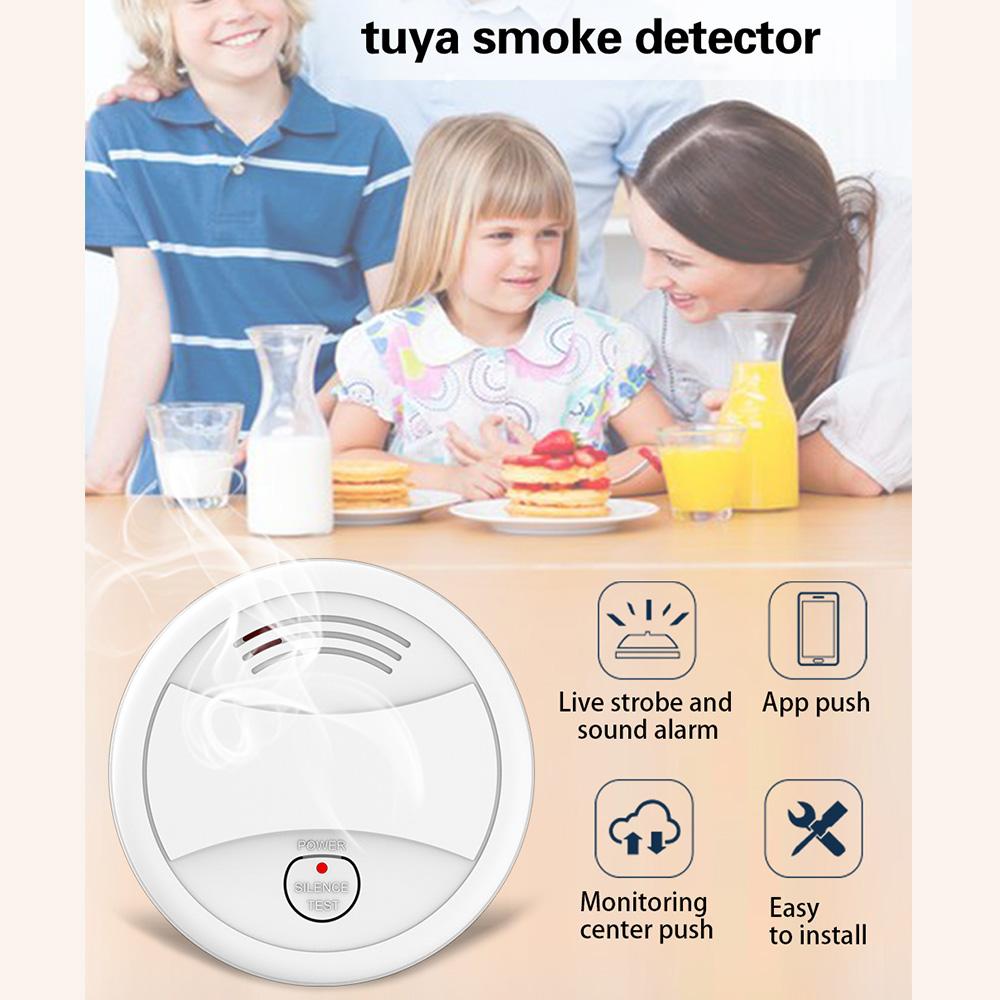 Wifi Smoke Detector Smart Fire Alarm Sensor Wireless Security System Smart Life Tuya APP Control Smart Home For Home Kitchen/Store/Hotel/Factory