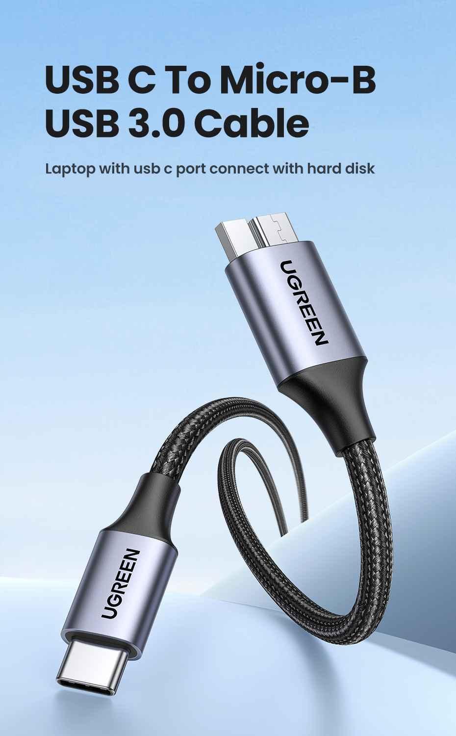 Ugreen UG15232US565TK 1M Màu Xám Cáp chuyển USB type C sang Micro B - HÀNG CHÍNH HÃNG