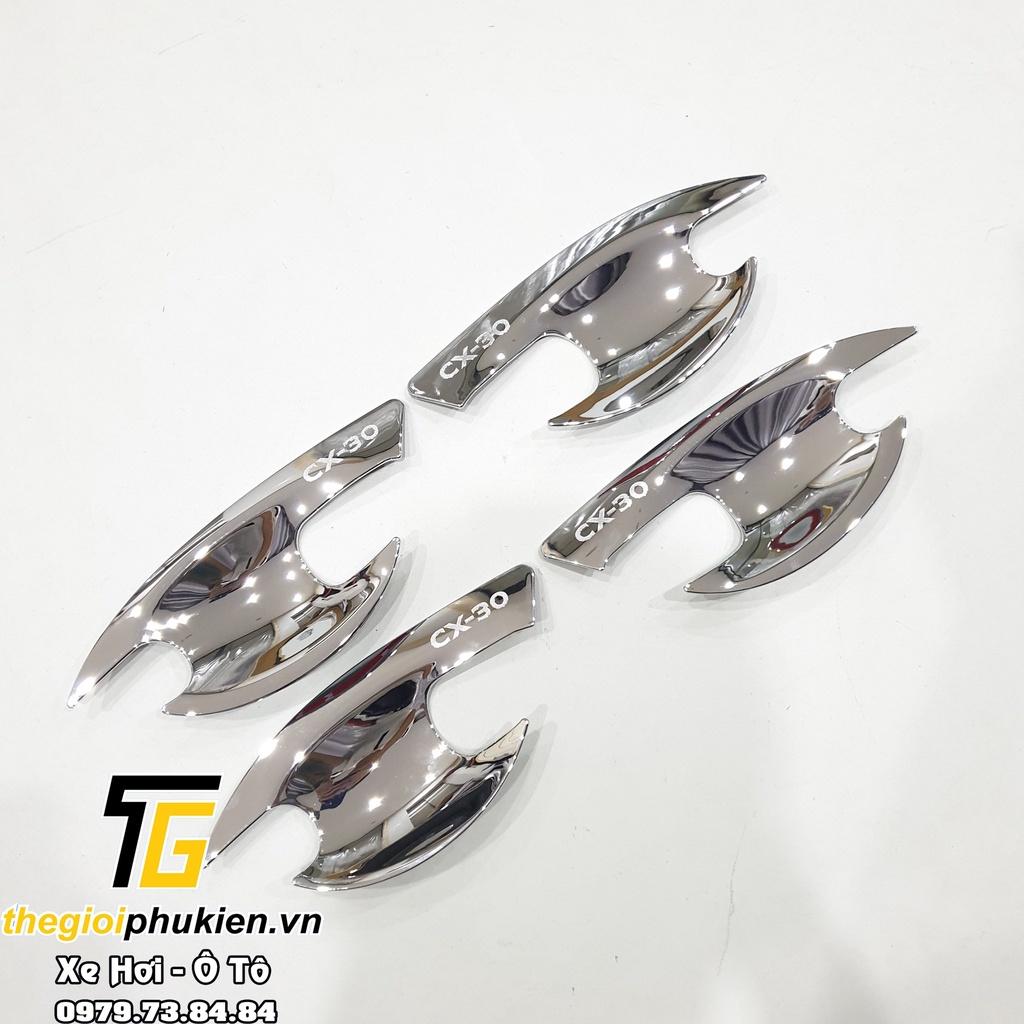 Bộ ốp tay nắm, hõm cửa xe Mazda CX30, CX30 mạ Crom