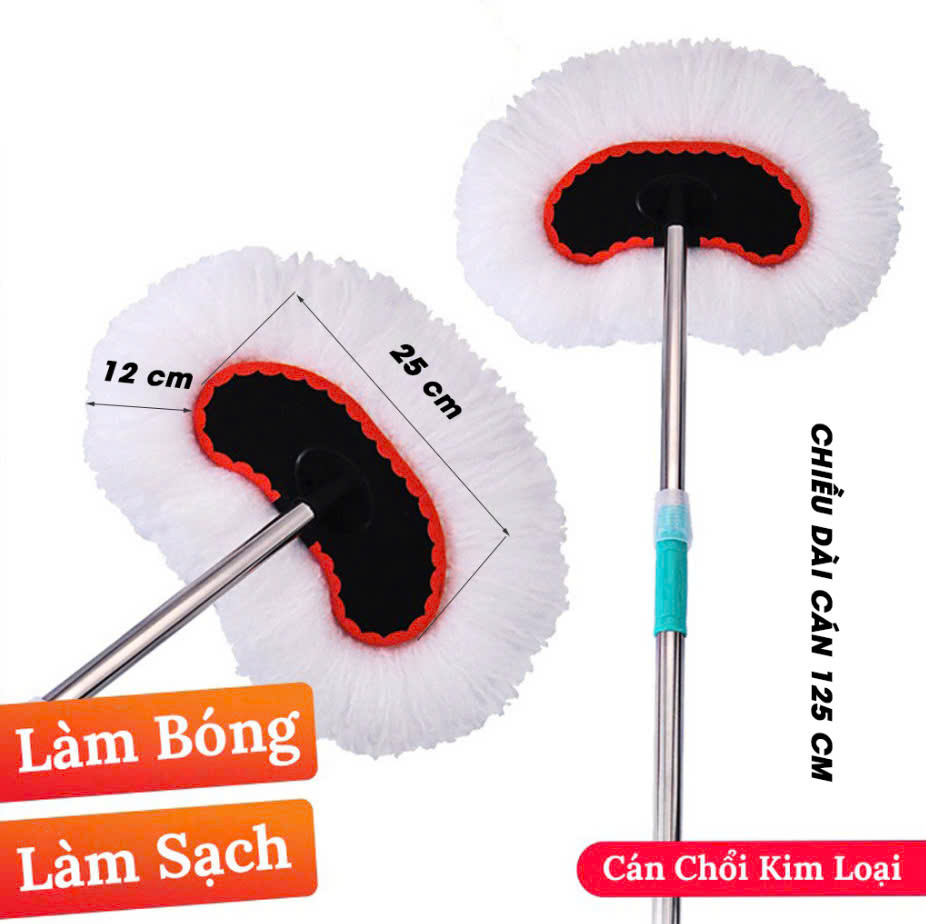 Cây Lau Rửa Xe Ô Tô Cán Dài,Sợi Lau Mềm - Chổi Dài xám cán inox bền bỉ có thể kéo dài hoặc thu gọn - 10