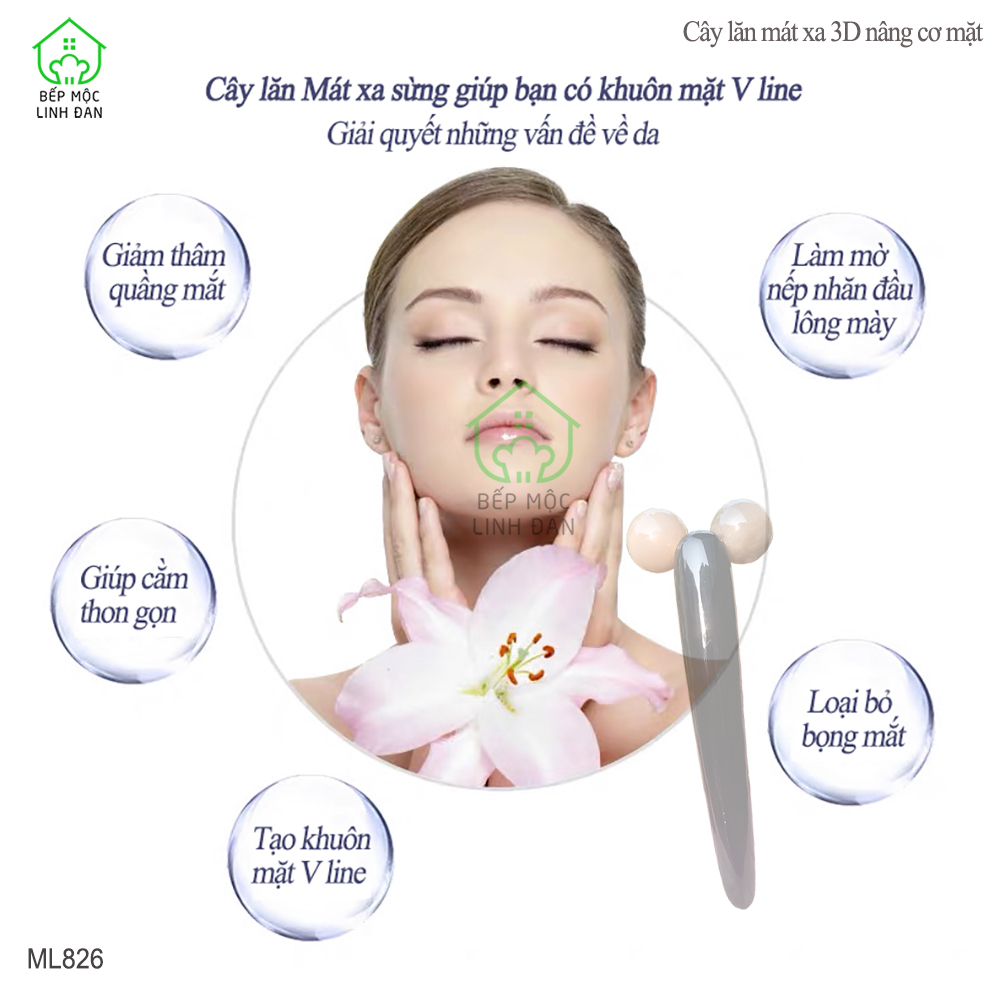Cây Lăn Massage 3D Nâng Cơ Mặt Và Body Bằng Sừng Không Tĩnh Điện [ML826]