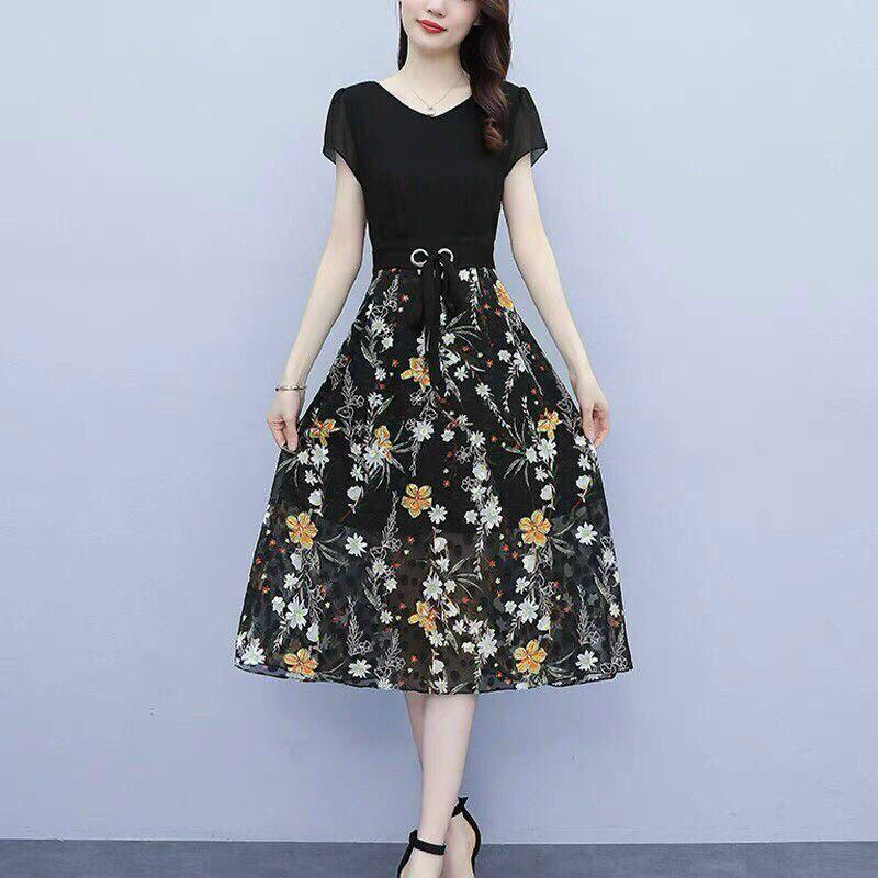 HÀNG NHẬP - ĐẦM XOÈ VOAN GẤM HOA