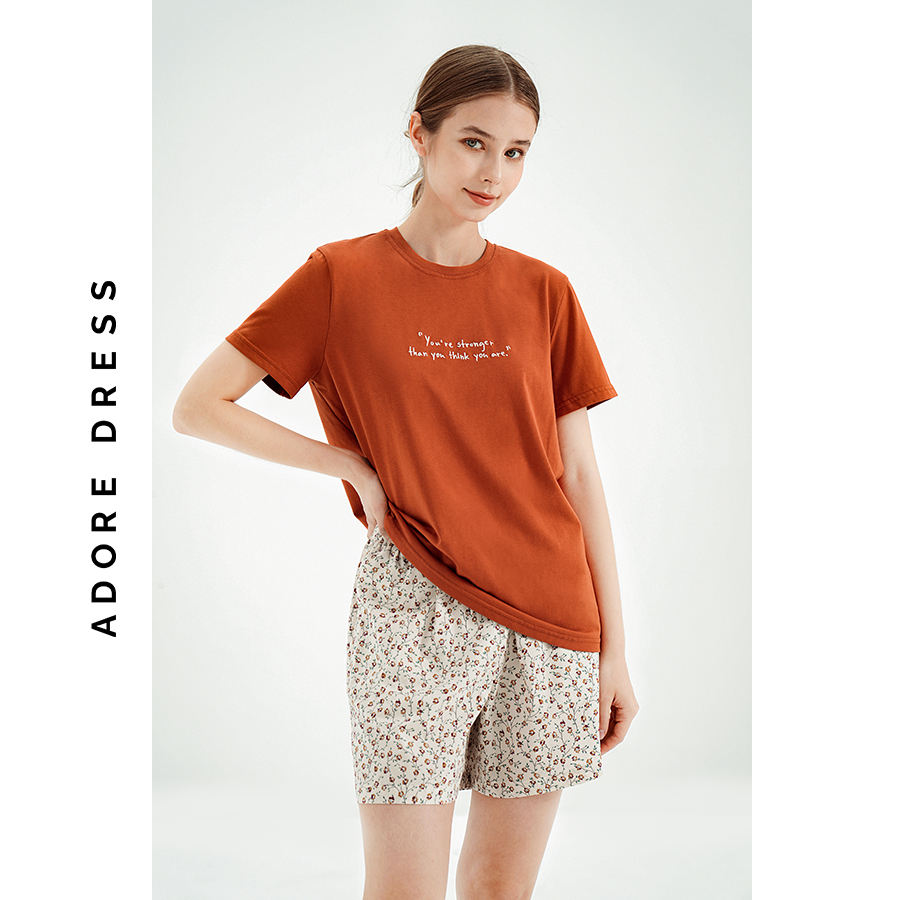 Set mặc nhà home áo phông quần short thô cam cháy 311HO4006 ADORE DRESS
