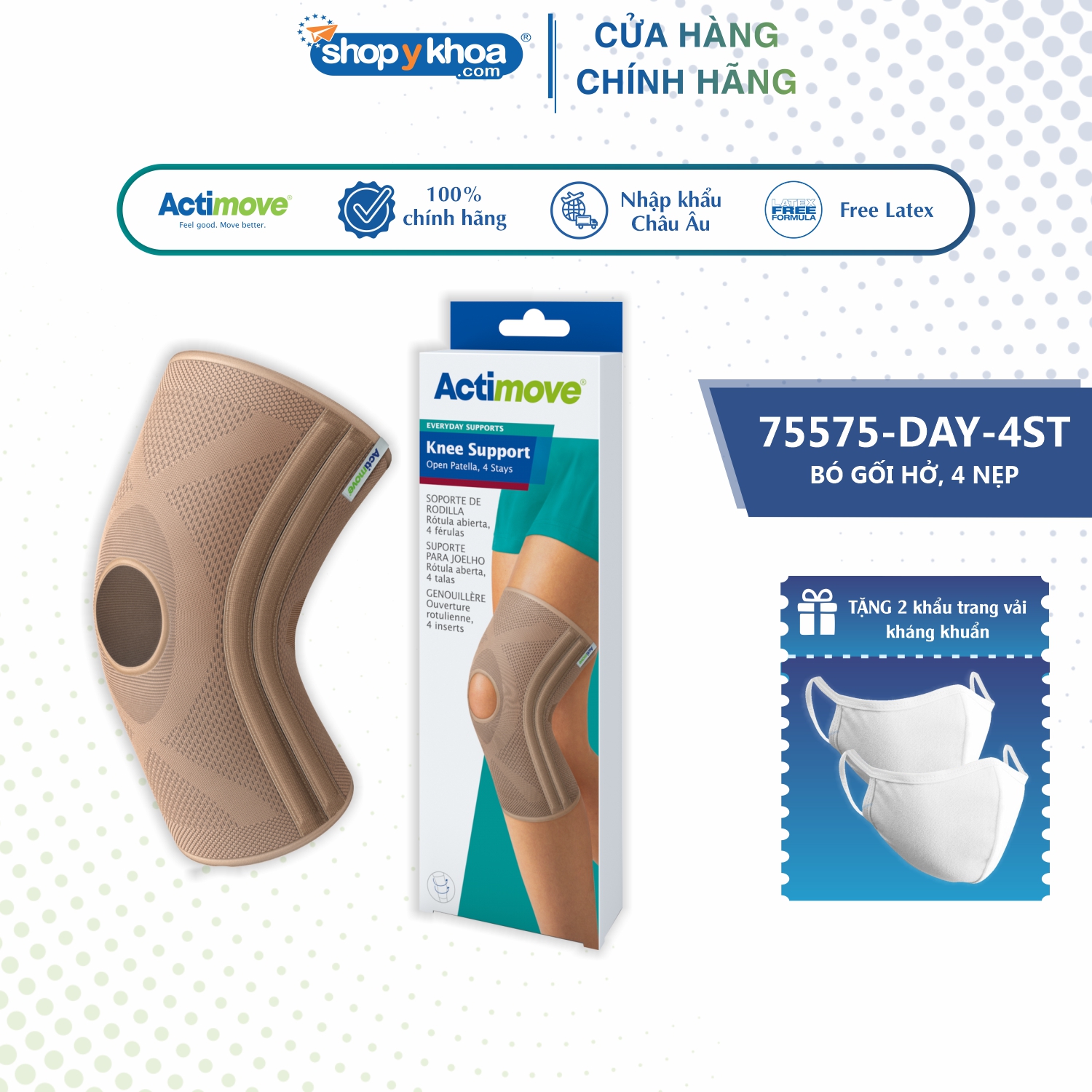 Bó Gối Hở, 4 Nẹp 75575 - Day - 4St Actimove Knee Support - L