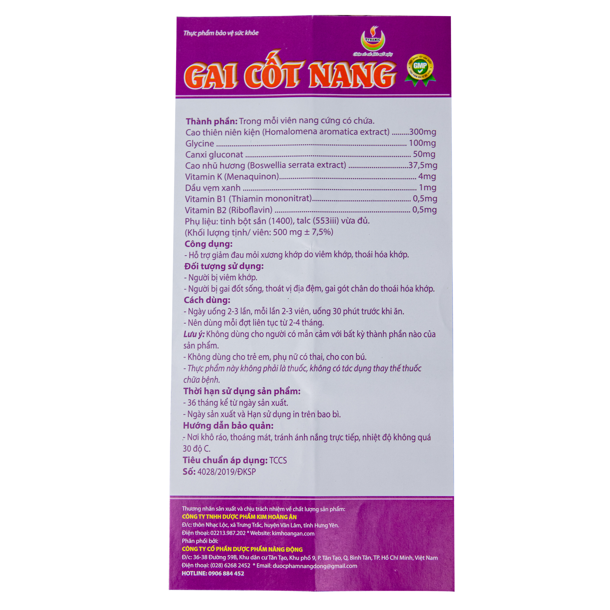 Gai Cốt Nang – Năng Động - Hỗ trợ giảm đau mỏi xương khớp do viên khớp, thoái hóa khớp