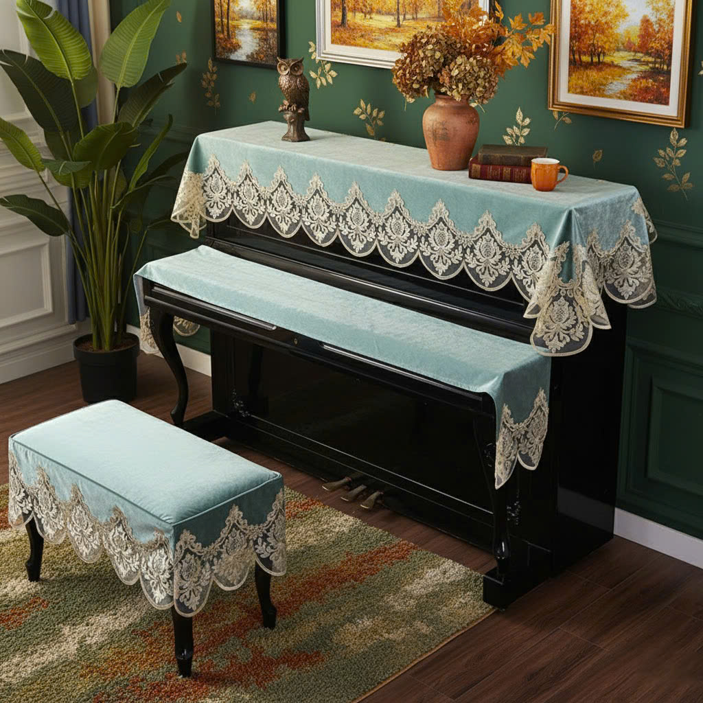 Khăn phủ đàn piano cơ đàn piano điện tử 88 phím phong cách Châu Âu cổ điển sang trọng trang trí giáng sinh noel Tết - Hàng chính hãng