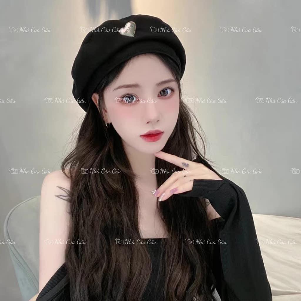 Mũ nồi trái tim chất vải da lộn mịn tưng luôn, sờ chất thích mê ạ