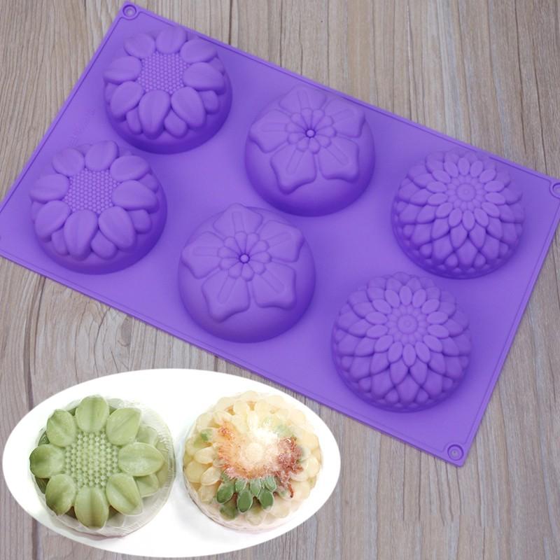 Khuôn silicone tạo hình hoa làm bánh kẹo 6 ngăn đa dụng