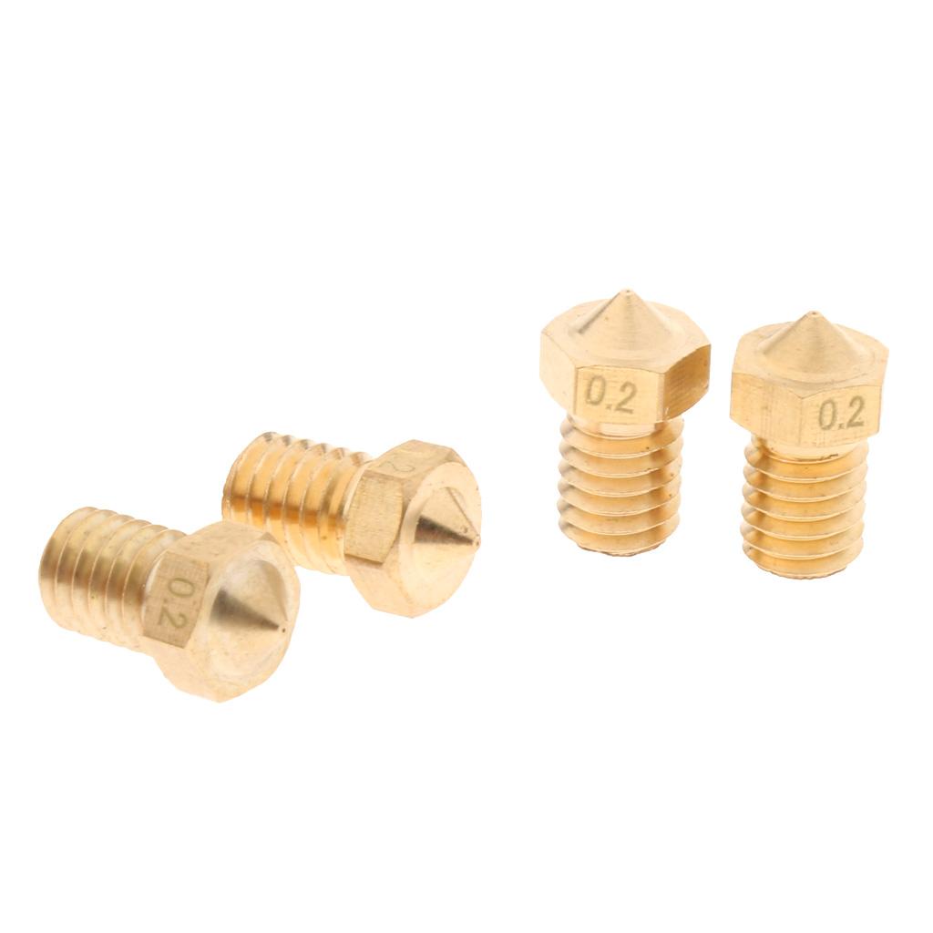 4Pcs 0.2mm 3D Printer Extruder Nozzle Printhead Brass Copper For 1.75mm Filament