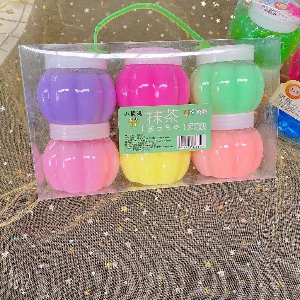 1 lốc 6 hộp slime bí ngô dẻo chất trong đồ chơi chất nhờn ma quái chất đẹp slam hũ