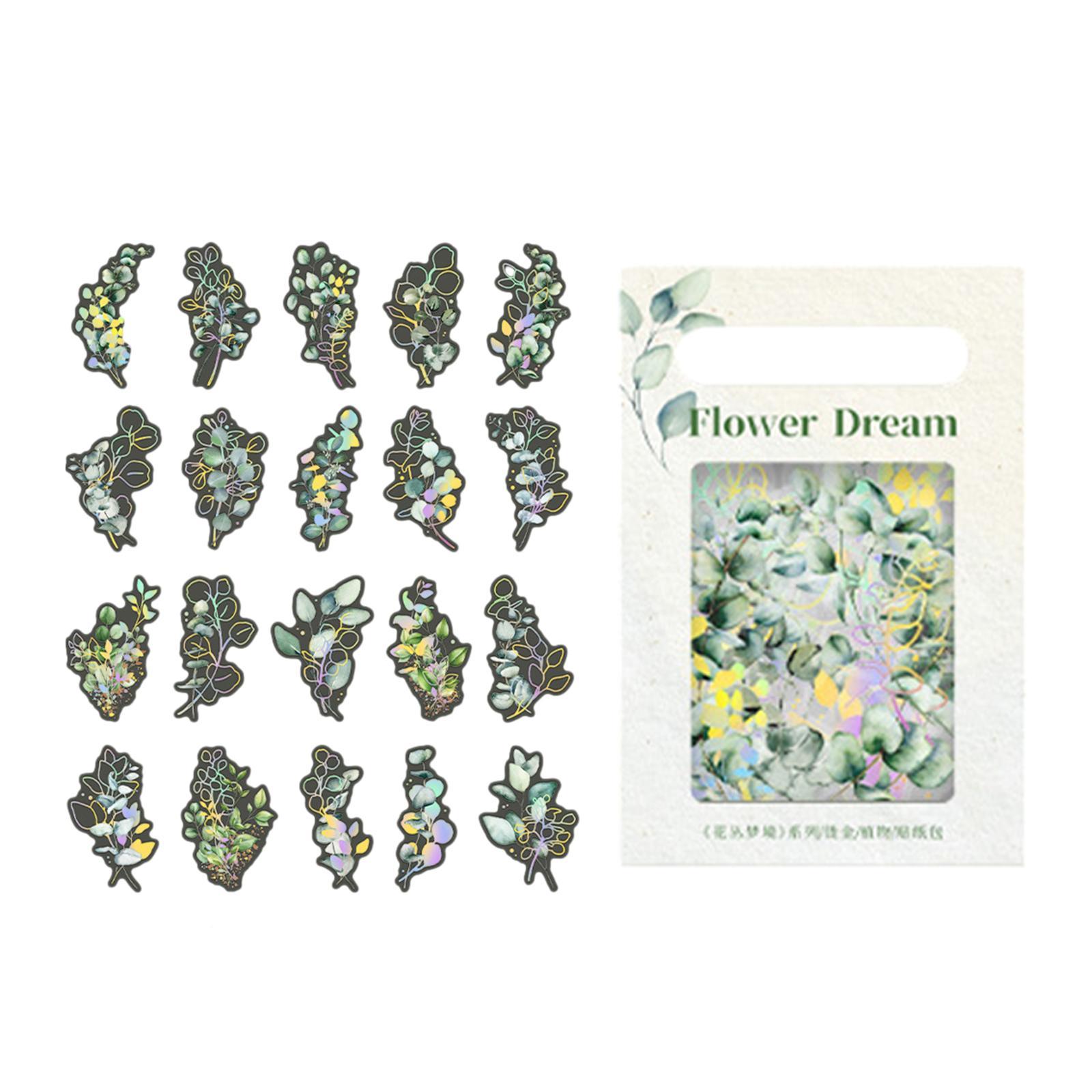 40Pcs Plant Stickers Scrapbooking Stickers DIY Crafts Waterproof Stickers PET Transparent Decorative Stickers  Notebook Diary