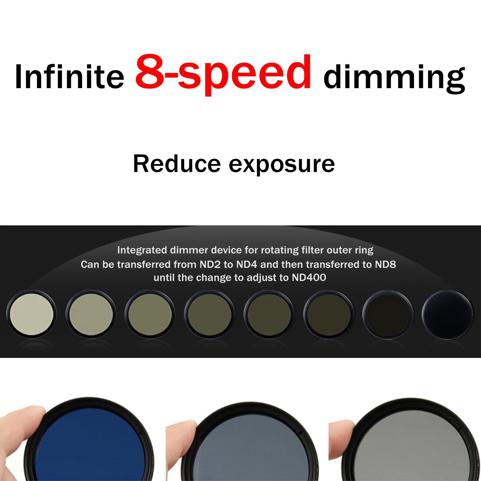 2 Pcs ND2 to ND400 Slim Fader Variable Adjustable ND Filter Optical Glass