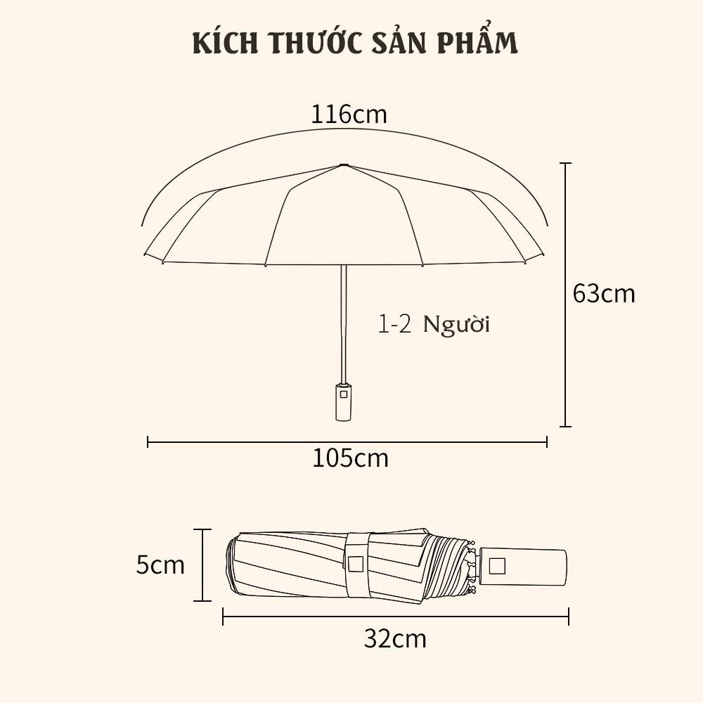 Ô Dù Che Mưa Che Nắng Chống Tia UV Chất Liệu Vải Dù Chống Thấm Có Vành Phản Quang Khung Thép Siêu Bền