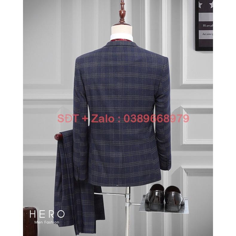 Bộ Vest Nam Cao Cấp Hàn Quốc Màu Kẻ Vàng, Bộ Suit Nam Chất vải Sịn sò