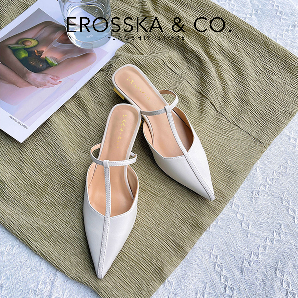 Erosska - Giày cao gót phối dây phong cách Hàn Quốc cao 5,5cm EH040