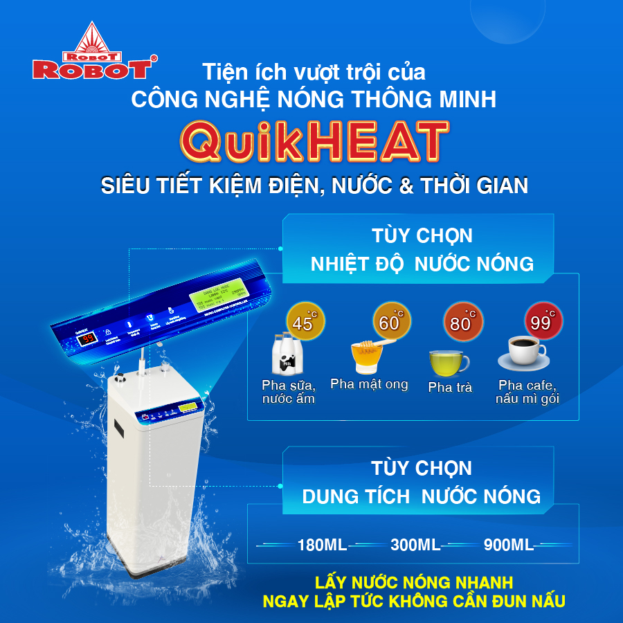 MÁY LỌC NƯỚC NÓNG THÔNG MINH - LẠNH ROBOT GrandPlus-9 - Hàng Chính Hãng
