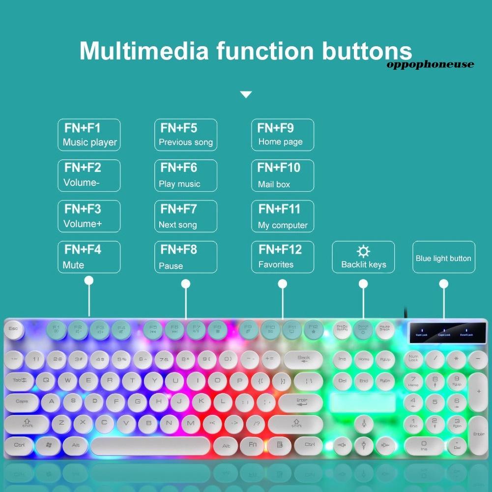 Bộ Bàn Phím Cơ Và Chuột Cơ Có Dây Và Đèn Led Nền Cho Máy Tính / Laptop