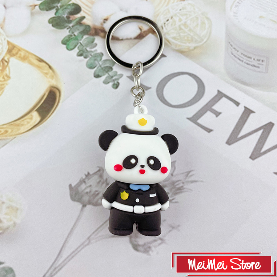 Móc khóa đôi, móc treo chìa khóa hình gấu cực ngầu, siêu đáng yêu