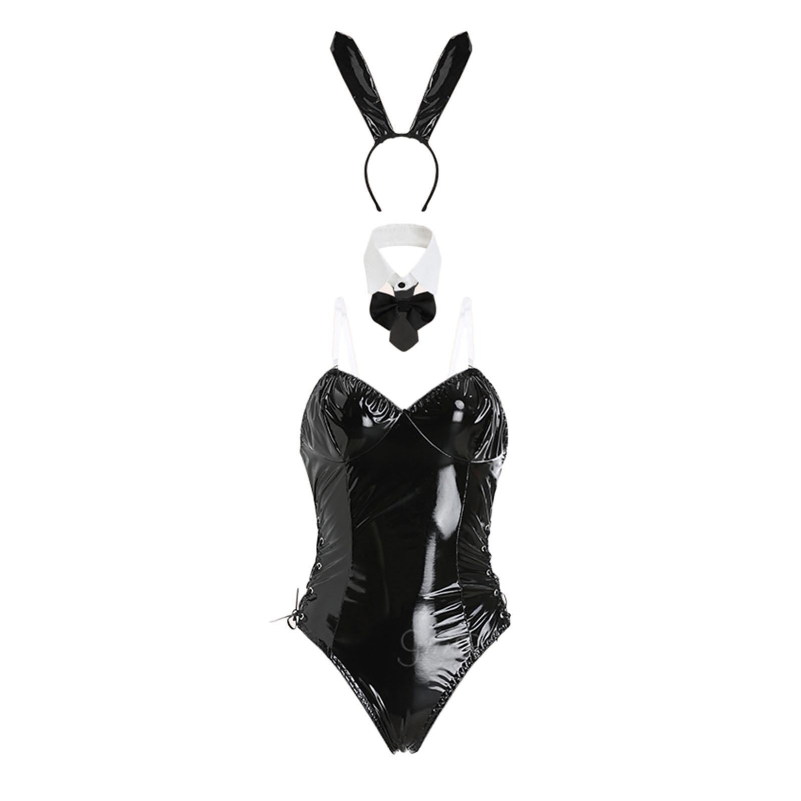 Bunny Costume Set Cosplay Bodysuit Girls with Bunny Ears for Fancy Dress M