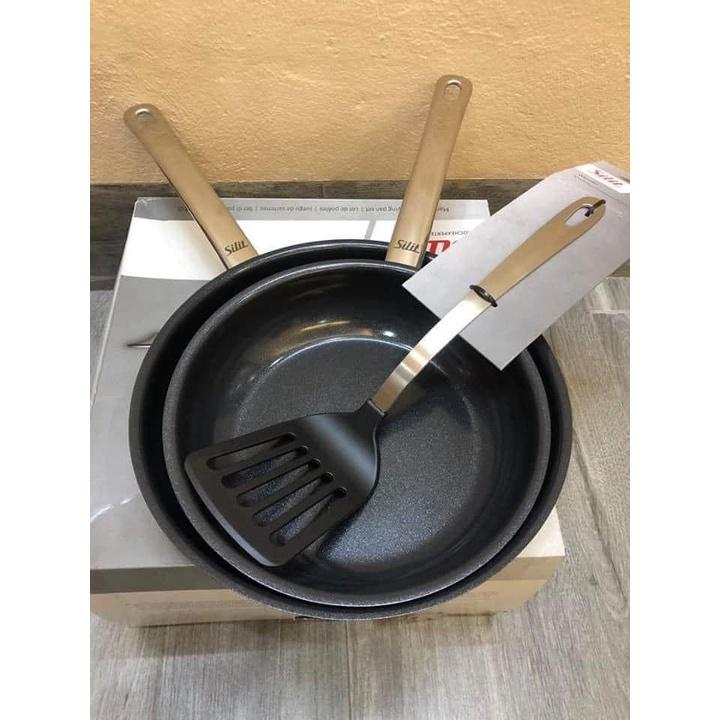 Set Chảo Chống Dính Silit Tails 20+24cm Kèm Xẻng Lật, Đáy Chảo 3 Lớp, Dẫn Nhiệt Tốt, Dùng Cho Mọi Loại Bếp, Nhập Đức