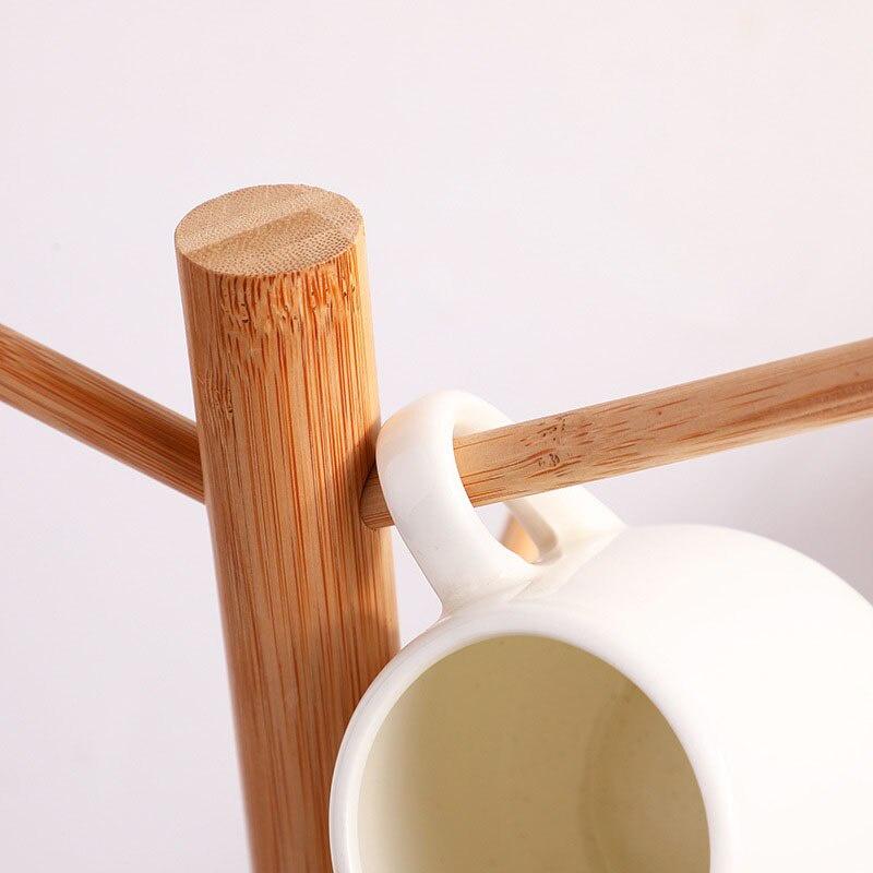 Giá treo đã chức năng Giá đỡ ly bằng gỗ móc treo chìa khóa sắp xếp trang trí nhà cửa dành cho phòng khách