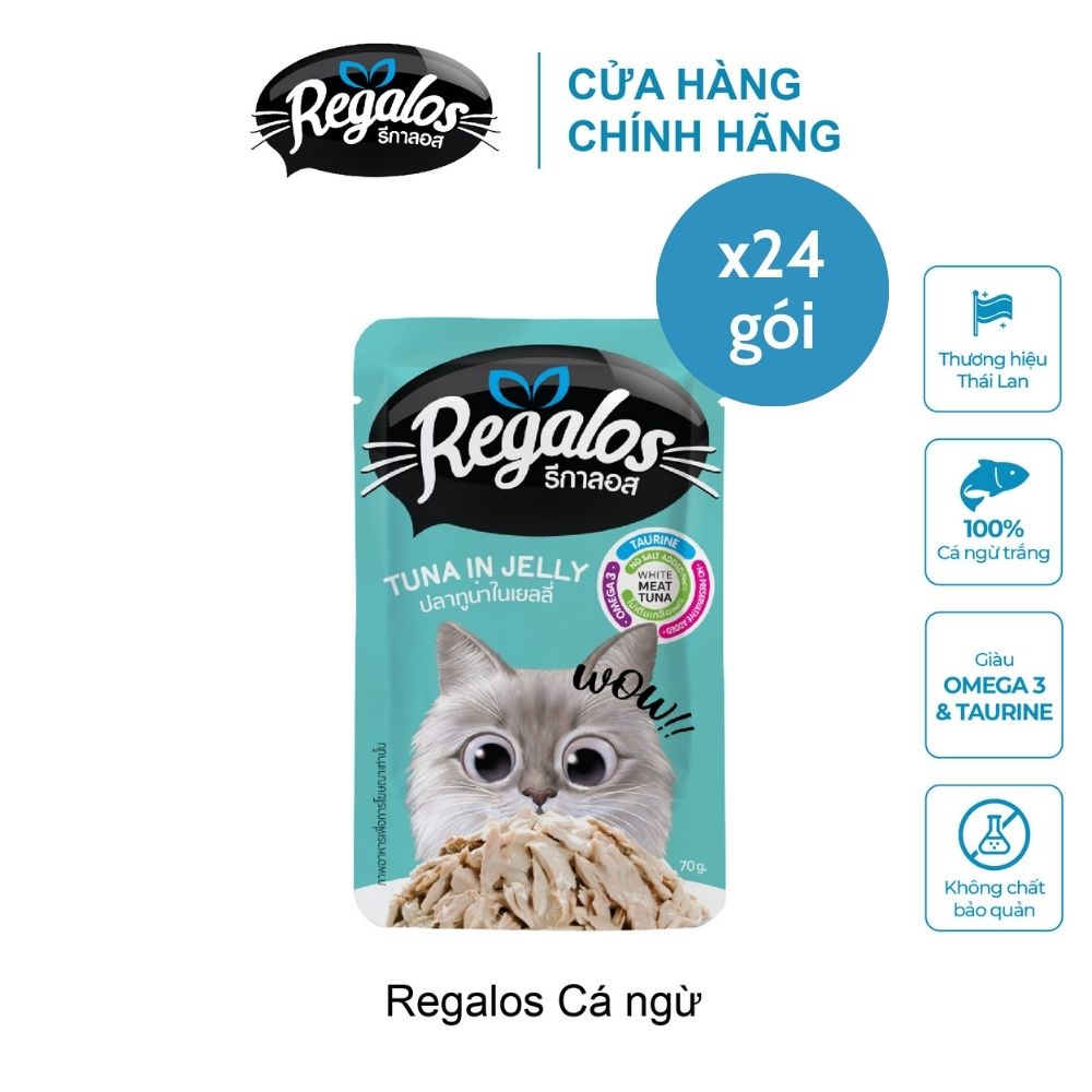Combo 24 gói thức ăn ướt cho mèo Regalos Thái Lan vị cá ngừ