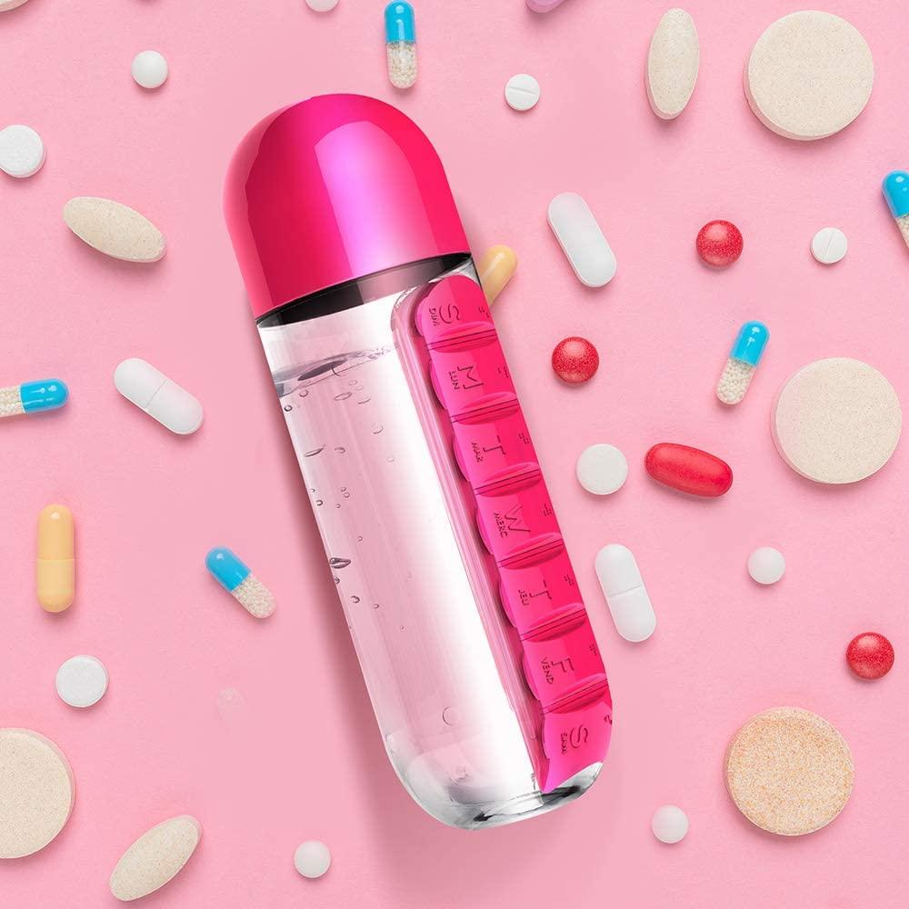Hộp Đựng Bảo Quản Thuốc 7 Ngăn Anaeat Tích Hợp Bình Và Cốc Uống Nước 2 Trong 1 600ml