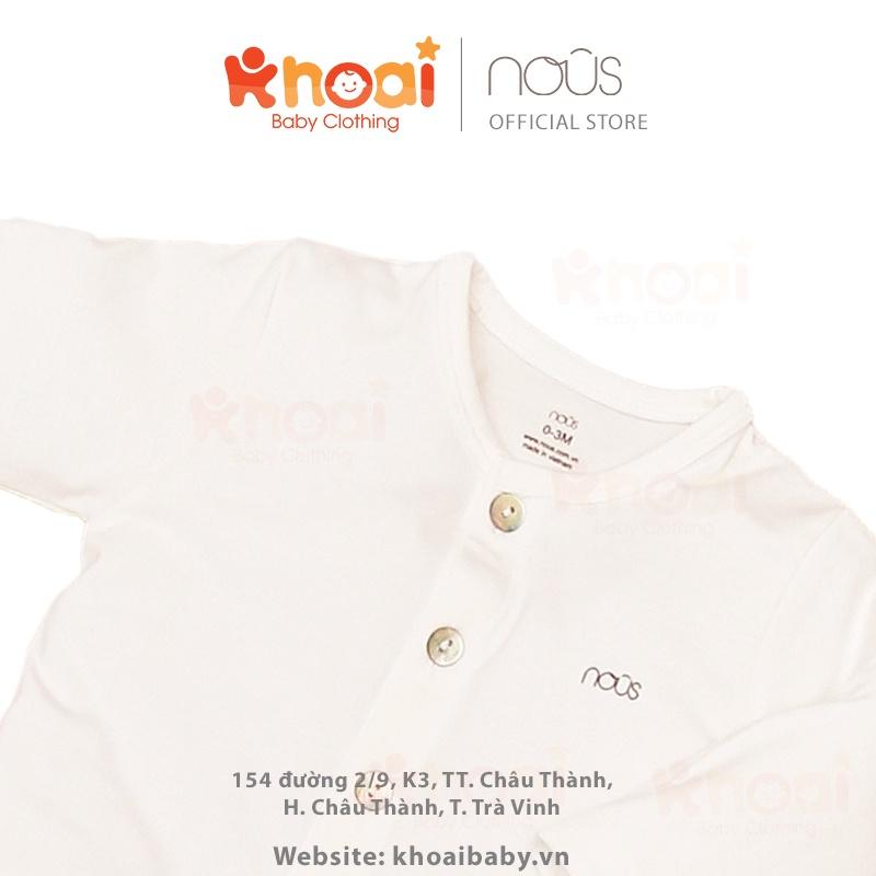 Bộ cài thẳng dài Nous petit trắng - Chất liệu Nu Petit 95% cotton thiên nhiên