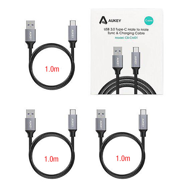 Bộ 3 Dây Cáp Sạc USB Type-C Aukey CB-CMD1 - Hàng Chính Hãng