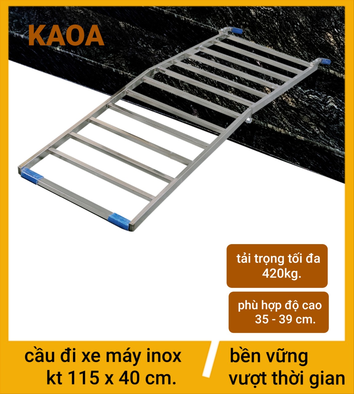 CẦU ĐI XE MÁY INOX . kt 115x40 cm