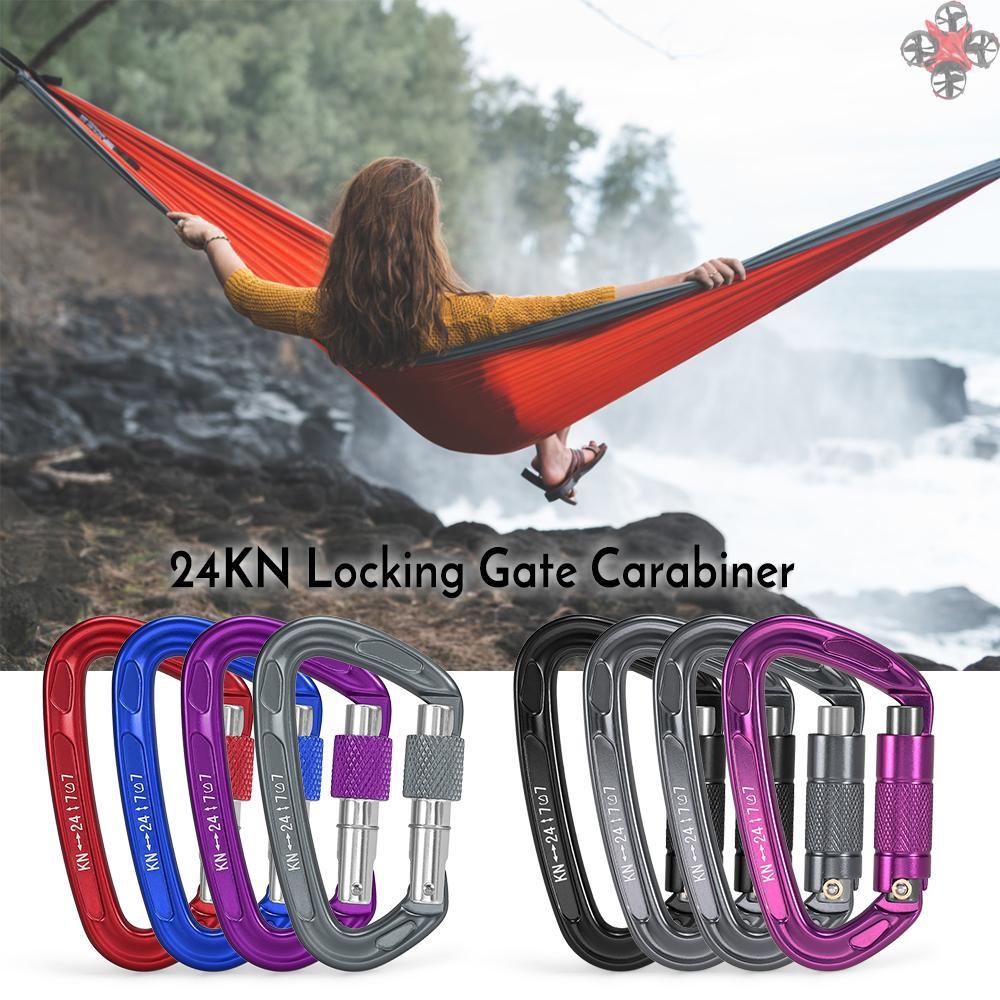 TOP 24KN Twist Locking Gate Carabiner Heavy Duty Auto Lock Carabiner Outdoor D-ring Buckle Climbing Rappelling Canyoning Hammock Locking Clip