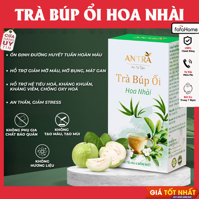 Hộp 30 Gói Trà Búp Ổi Hoa Nhài Giúp Giảm Cân, Tiêu Mỡ Nhanh, Đẹp Da, Ngăn Ngừa Lão Hóa An Thần Giảm Stress An Toàn Thiên Nhiên
