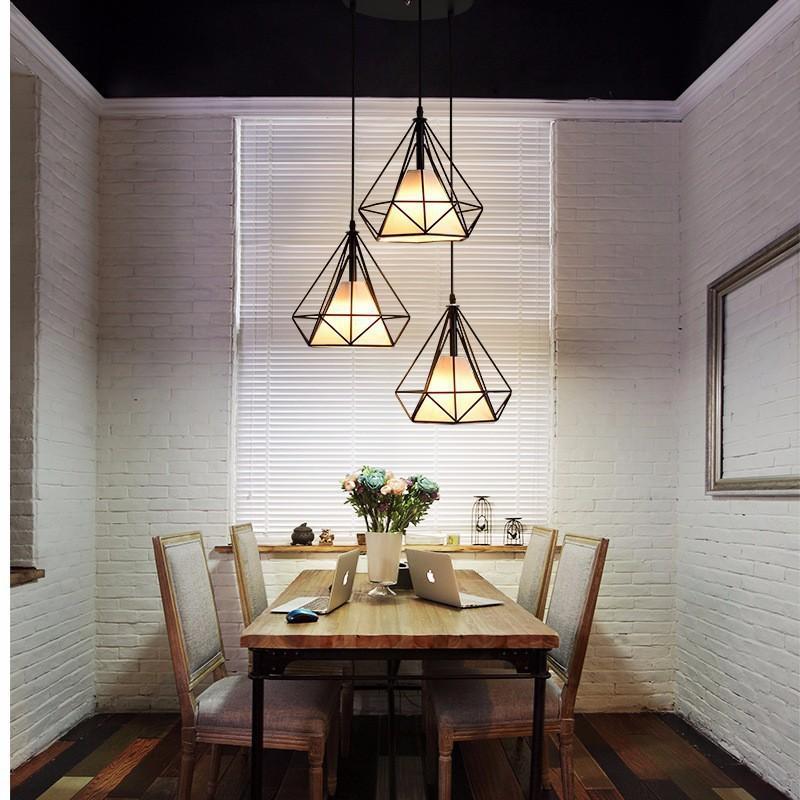 Đèn thả đơn kim cương khung sắt tĩnh điện kèm bóng led phi 250 + Video hướng dẫn lắp đặt DT 6527