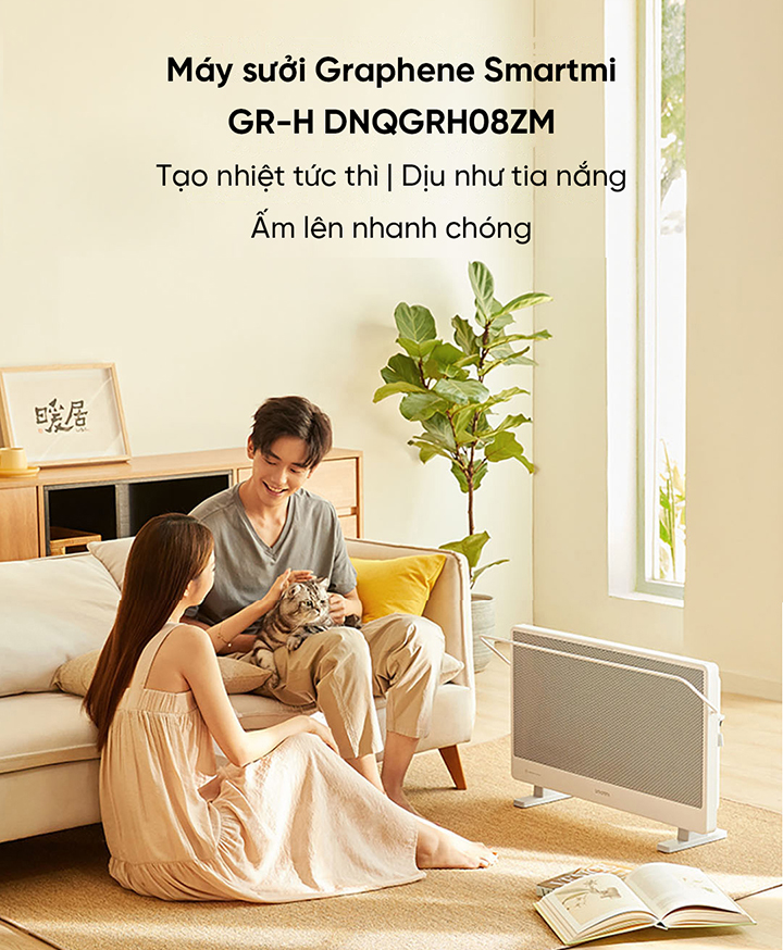 Máy Sưởi Điện XIAOMI Smartmi Graphene GR-H Thông Minh 3 Mức Nhiệt Độ Kháng Nước IPX4 Diện Tích Hoạt Động 20-25 m2, Công Suất 2200 W - Hàng Chính Hãng