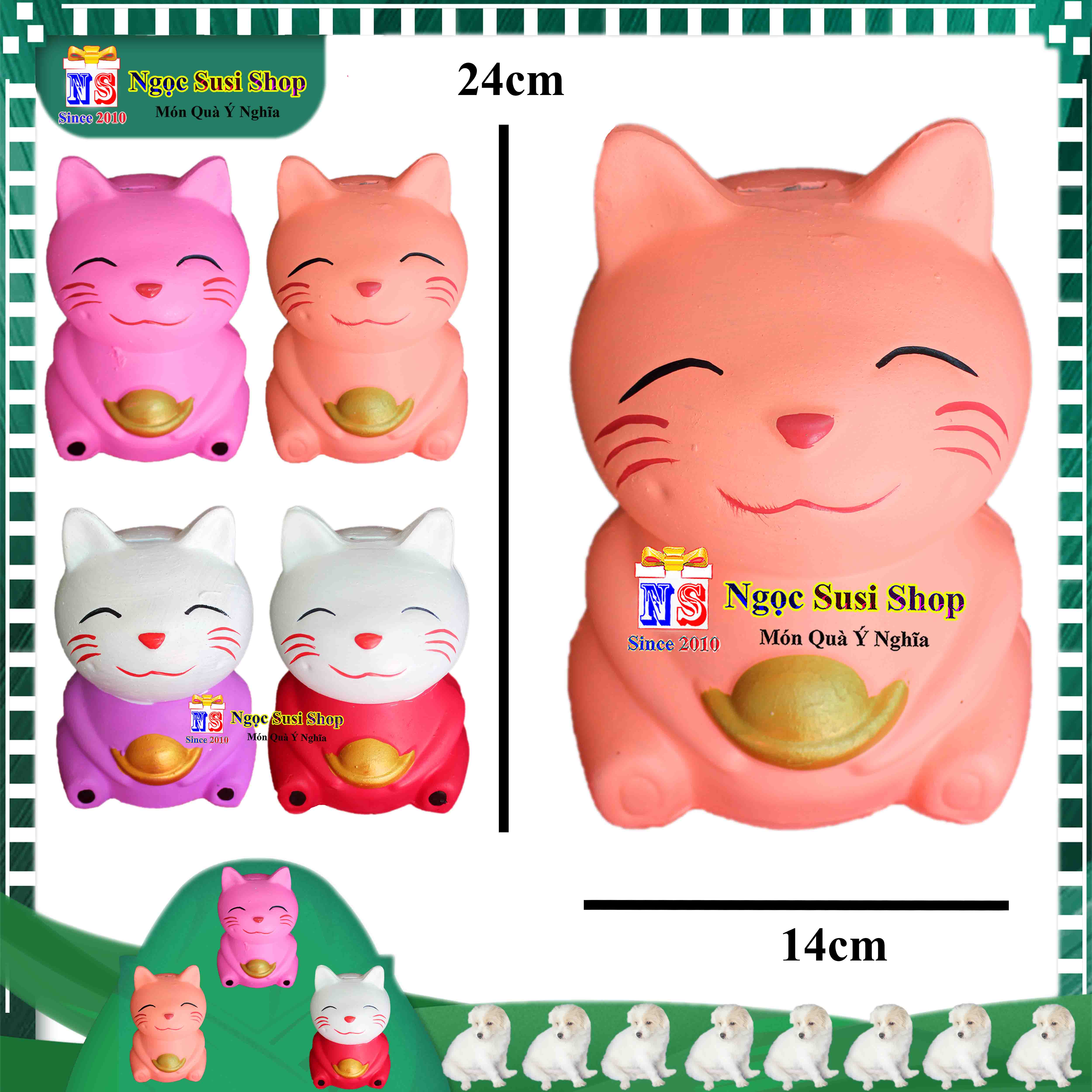 CON LỢN ĐẤT TIẾT KIỆM CON MÈO ÔM CỤC VÀNG DÙNG BỎ ỐNG ĐỂ DÀNH - HEO ĐẤT HÌNH CON MÈO BỎ ỐNG MẪU MỚI SIÊU ĐẸP - GIAO NGẪU NHIÊN MÀU