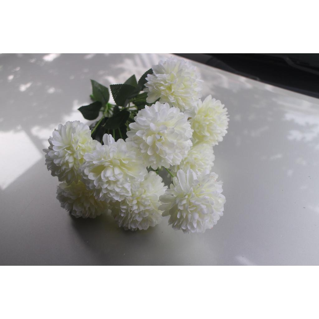 Chùm cúc pingpong 9 bông- hoa lụa