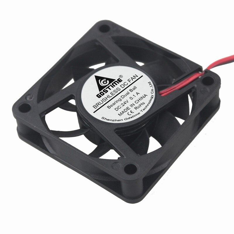 1 Piece Gdstime 6015 Two Ball DC 24V 60x60x15mm Machine Equitment PC CPU VGA Cooler Brushless Cooling Fan 6cm 60mm x 15mm 2Pin