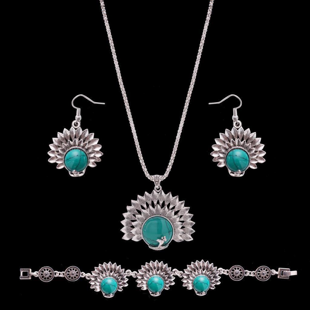 Pendant Necklace Earrings Bracelet Jewelry Set - Owl Red