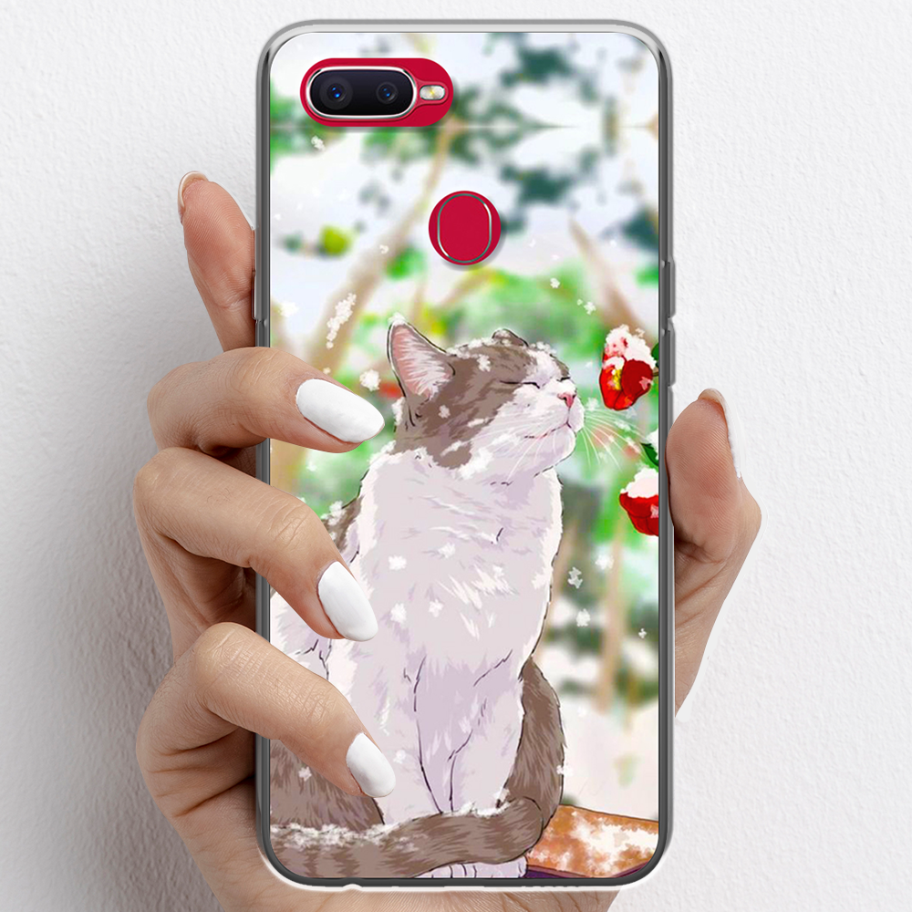 Ốp lưng cho Oppo F9 nhựa TPU mẫu Mèo trắng