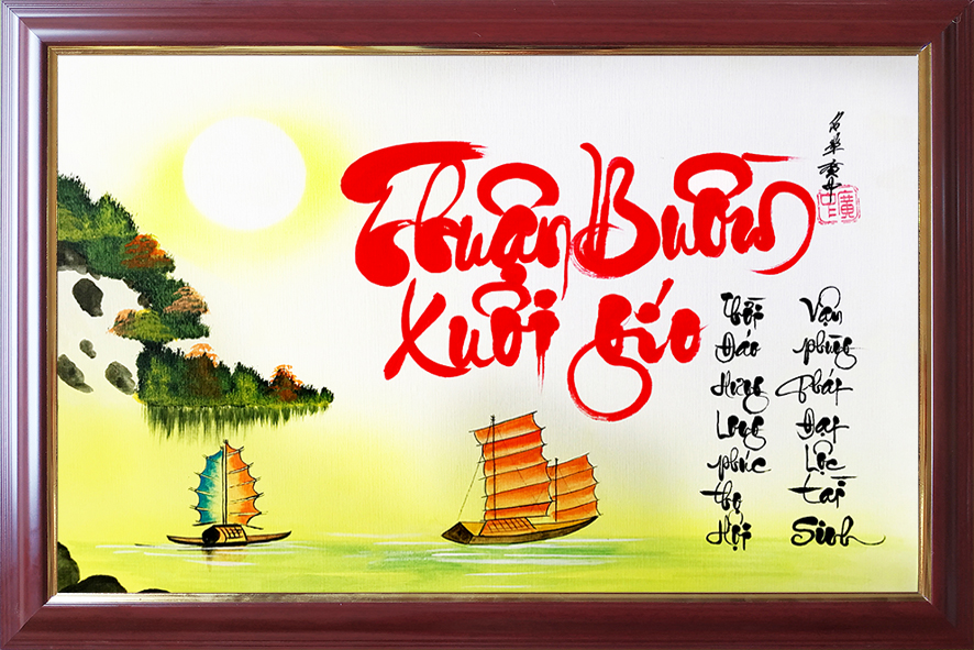 Tranh thư pháp tặng Tân Gia