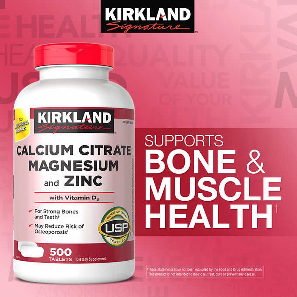 Canxi Mỹ Kirkland Signature Calcium Citrate Magnesium And Zinc with Vitamin D3 phát triển hệ thống xương, phòng loãng xương - QuaTangMe Extaste